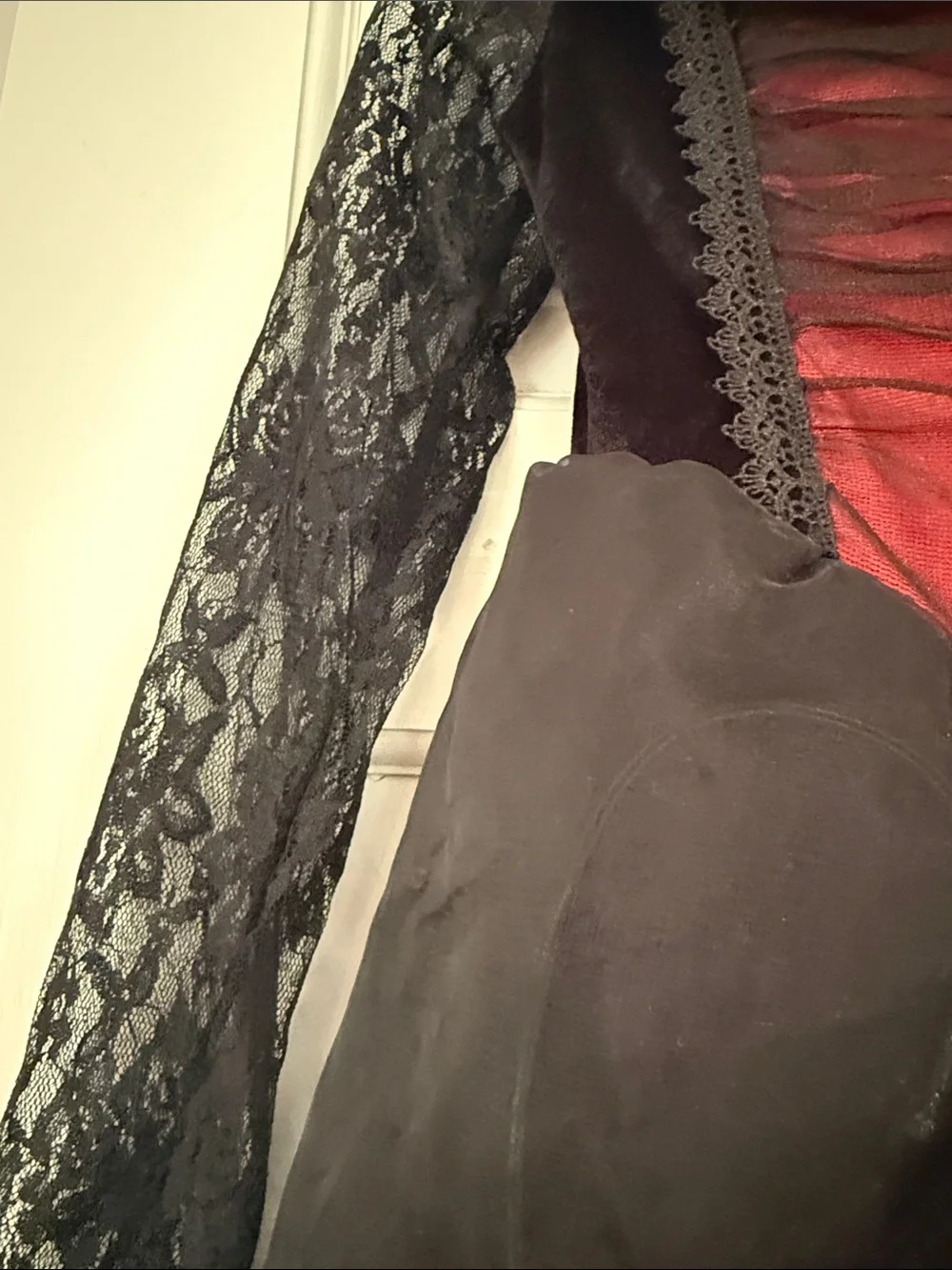 Girls' Black and Red Gothic Vampire Dress Costume